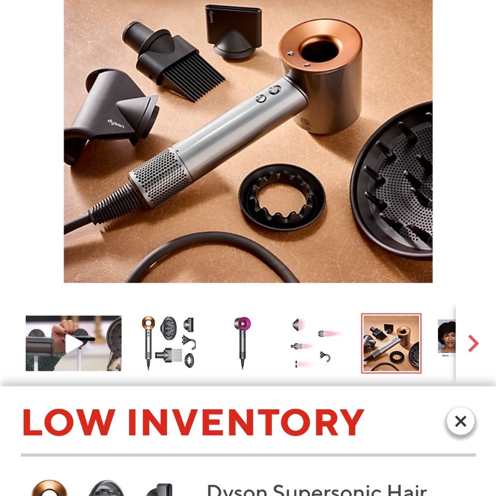 Dyson Supersonic Hair Dryer Intelligent heat control Nickel/ Copper